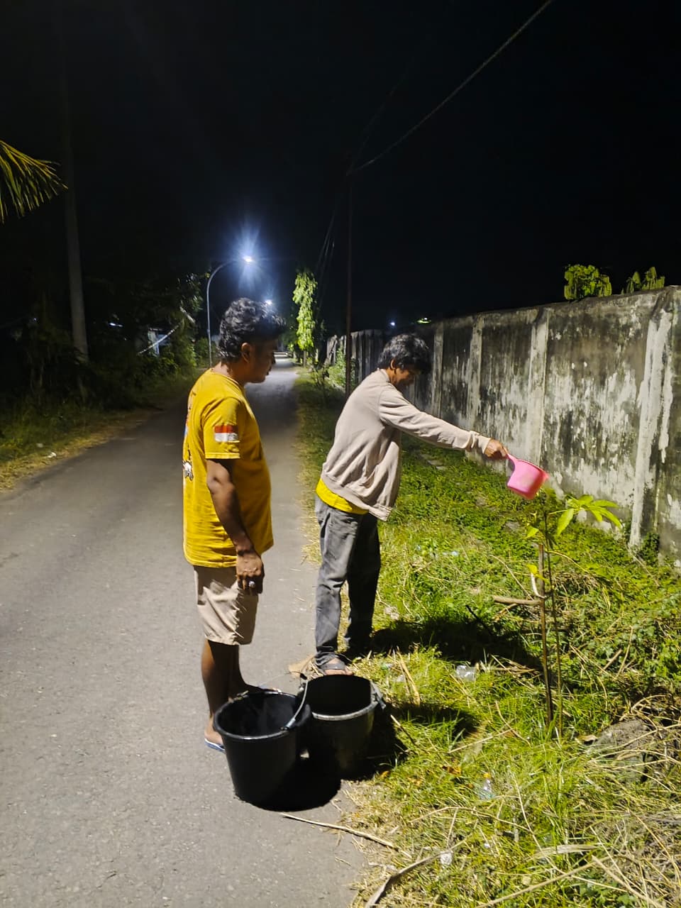 Semangat Tak Pernah Padam! Di Tengah Teriknya Cuaca, Warga Lamalaka Bersatu Menjaga Harapan Hijau Lewat Penyiraman Tabebuya